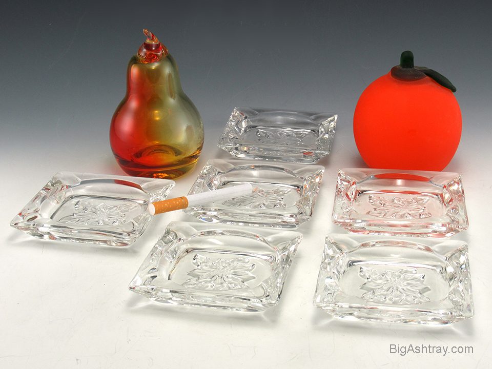 1950s Crystal Ashtray Set of 6 in Bloom by Hazel Atlas