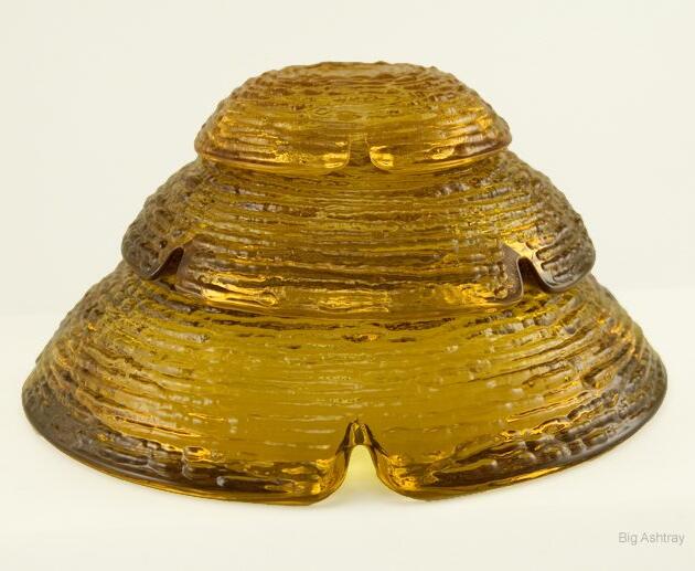 Soreno Pattern Amber Glass Ashtray Set of 3