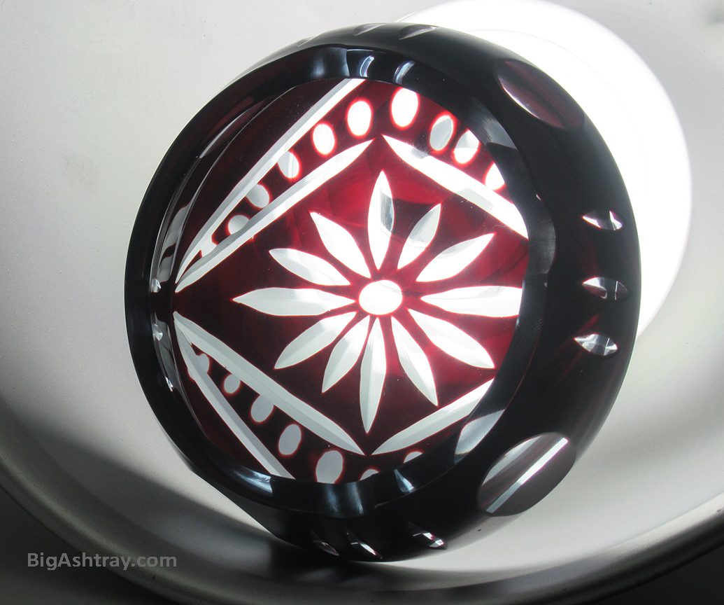 Antique Bohemian Blood Red Crystal Hand-Cut to Clear Ashtray - Image 5