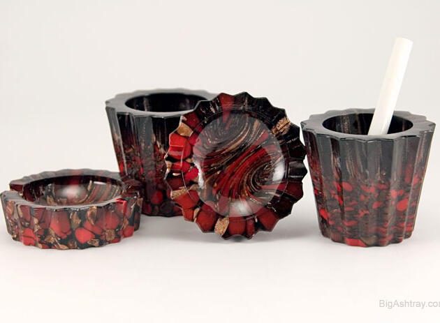 Italian Art Glass Smoking Accessory Set 1950s Ashtrays and Holders