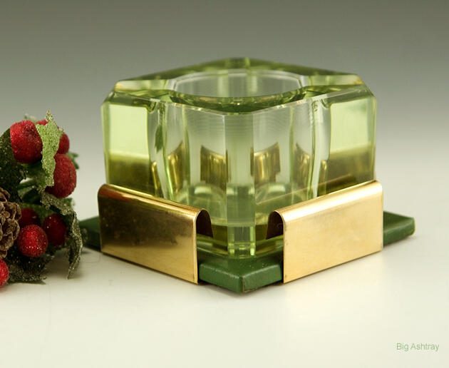 Art Deco Citron Crystal Desk Ashtray