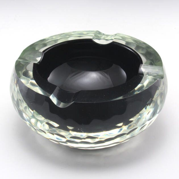 Rare Battuto Cut Glass Art Deco Ashtray from Italy