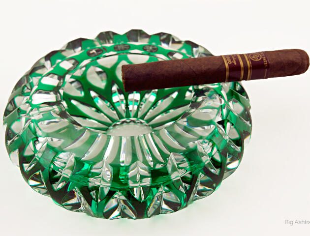 Art Nouveau Overlay Cut Crystal Ashtray