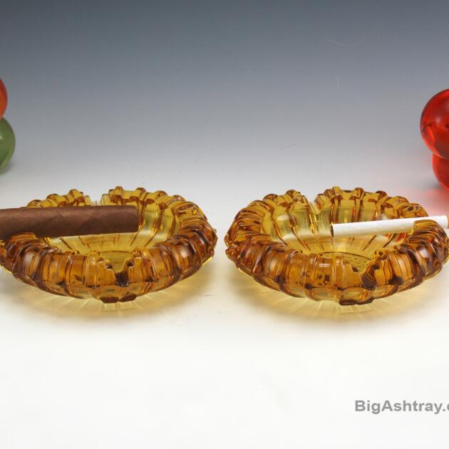 Ashtray Set by Fostoria USA Multi-Rest Mid-Century Amber Glass