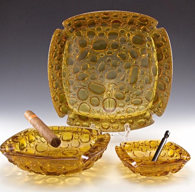Complete Set of River Rock Retro Glass Ashtrays
