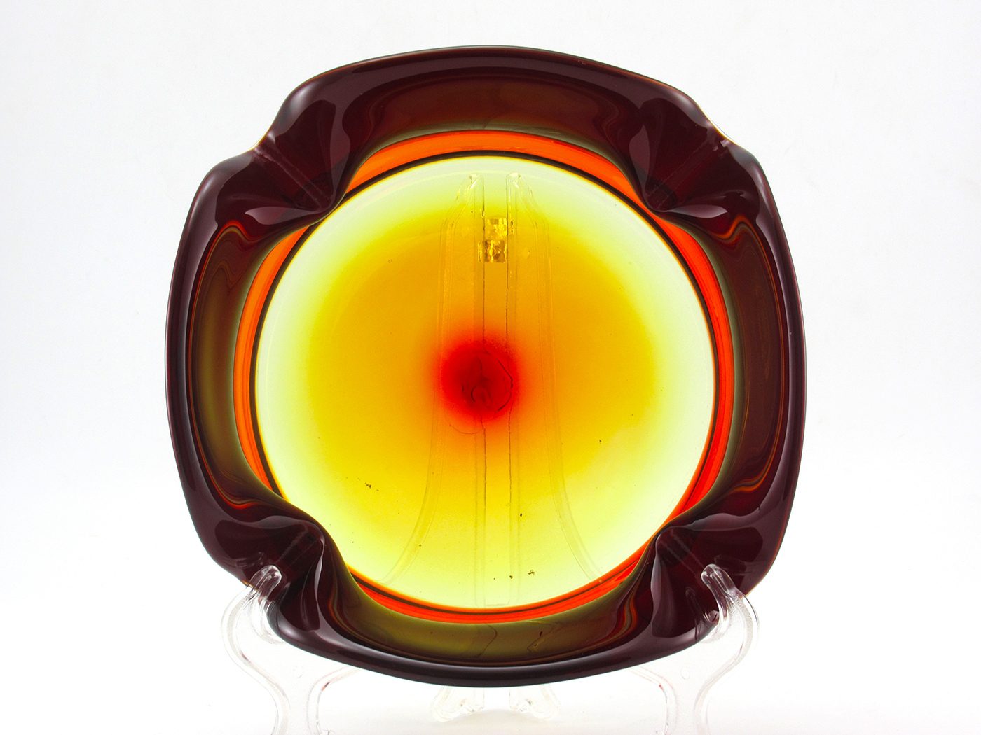 Blenko Ashtray Bamboo Line in Tangerine from the 1970's - Image 3