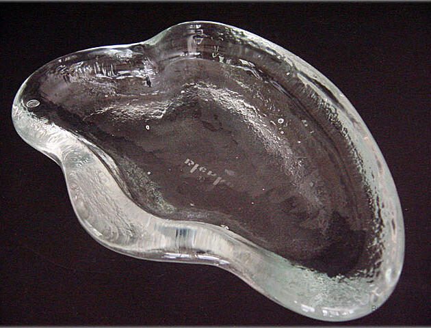 Blenko Art Glass Clam Shell with 1959 Acid Etch Mark