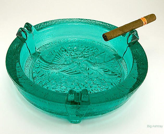 Blenko Glass Oriental Sea Green Huge Ashtray
