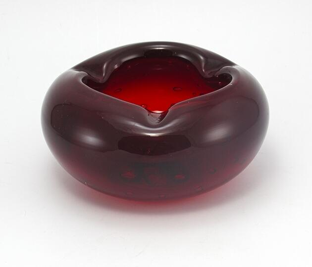 Big Ruby Ashtray by Blenko Art Glass Mid-Century Modern