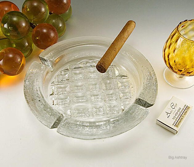 Blenko Glass Waffle Crystal Ashtray