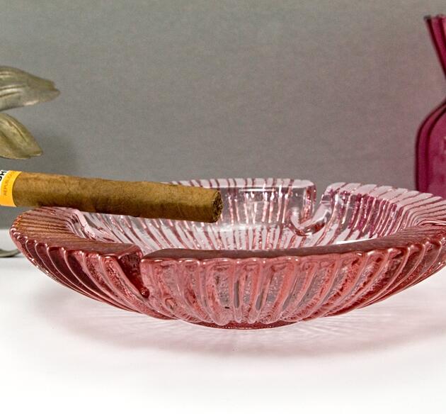 Rare Blenko Rose Art Glass Ashtray Large Deep Bowl