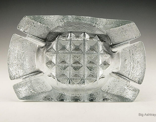 Blenko Waffle Colorless Chunky Art Glass Ashtray
