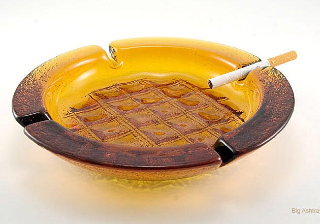 Blenko Waffle Handmade Art Glass Ashtray