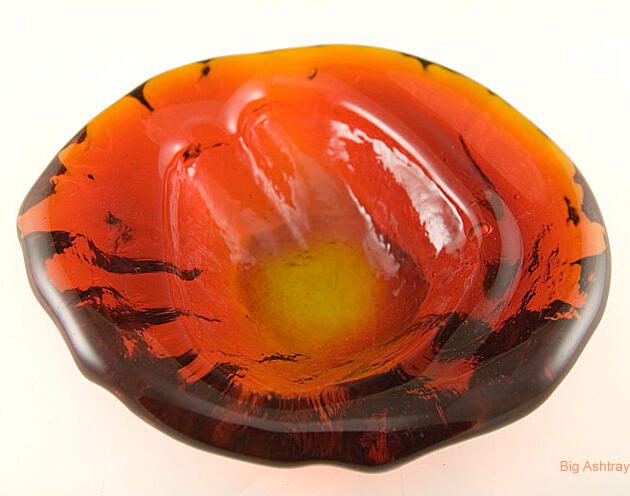 Blenko Fire Lava Glass Ash Bowl