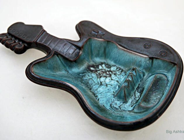 Blue Fender Strat Guitar Musician Ashtray