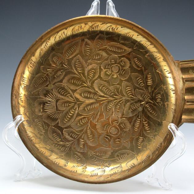 Vintage Brass Cigar Ashtray Hand-Engraved Decor