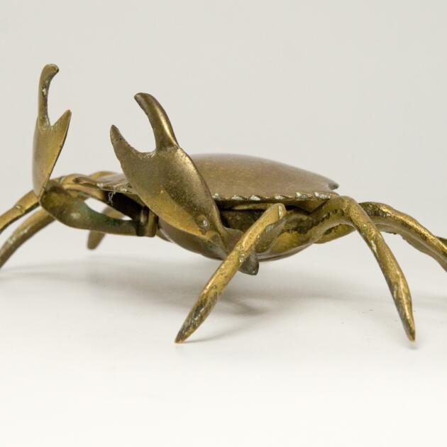 Vintage Brass Crab with Hidden Ashtray