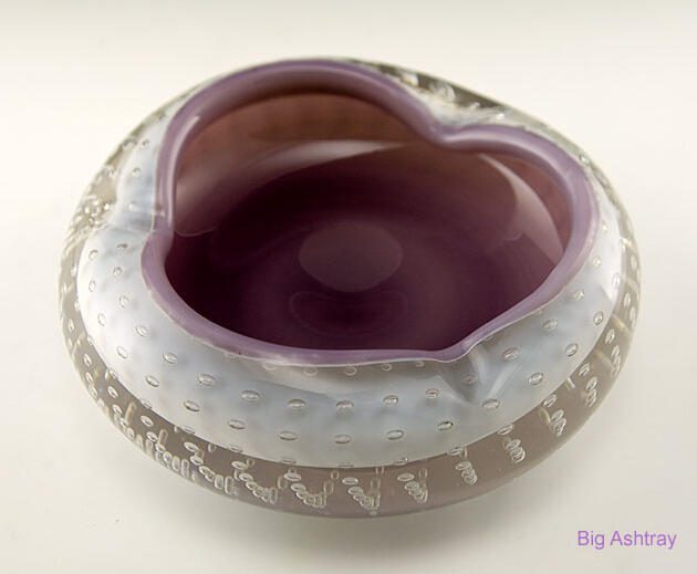 Cased Bullicante Murano Art Glass Cigar Ashtray Bowl