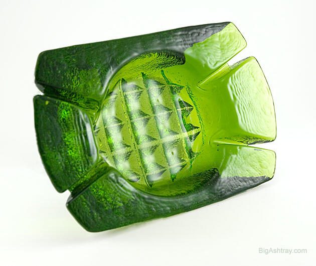 Chunky Waffle Green Vintage Glass Ashtray by Blenko