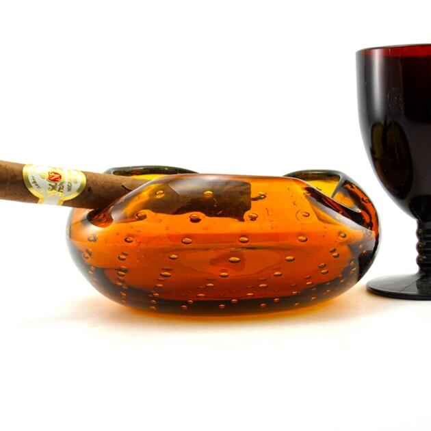 Blenko Art Glass Mid-Century Modern Ashtray in Honey