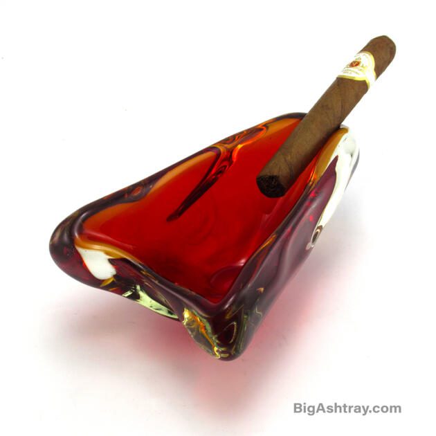 Murano Art Glass Mid 20th Century Cased Glass Cigar Bowl