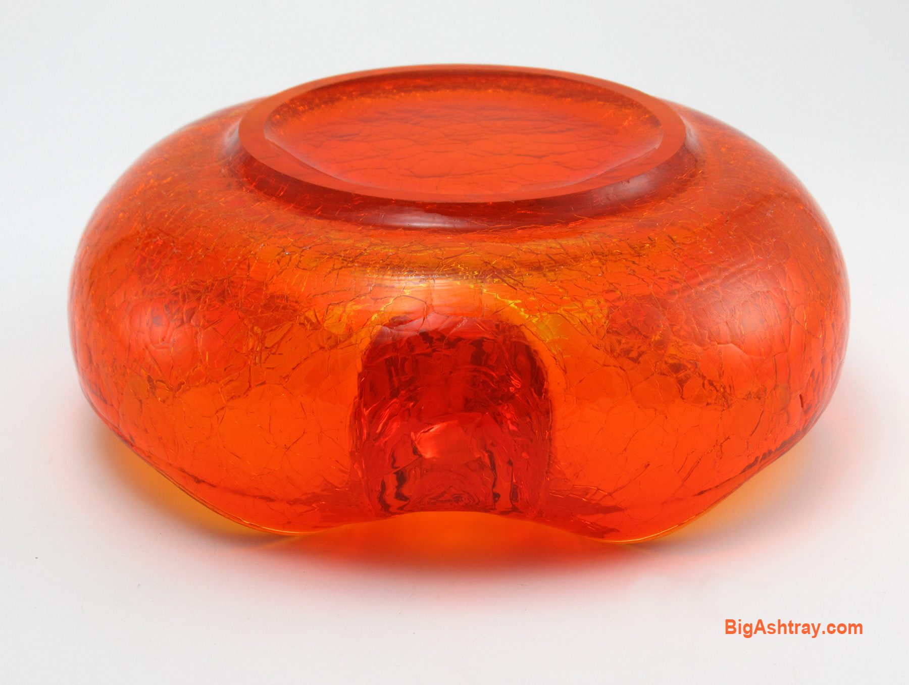Tangerine Dream Vintage Crackle Glass Cigar Bowl - Image 4