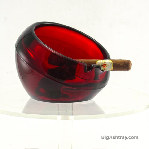 Big Ashtray Orb in Ruby by Viking Art Glass Vintage USA