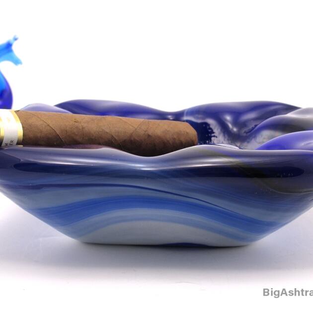 Cigar Ashtray Vintage Imperial Blueberry Cream Slag Glass USA
