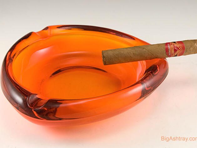 Cigar Ashtray in Vintage Persimmon Viking Art Glass