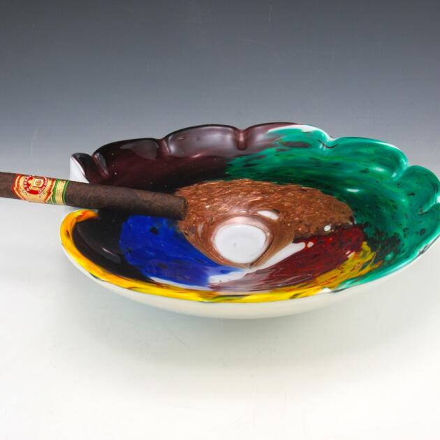 Art Glass Cigar Bowl in Toso Dino Martens Oriente
