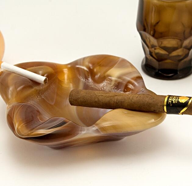Vintage Glass Ashtray in Caramel Slag by Imperial USA