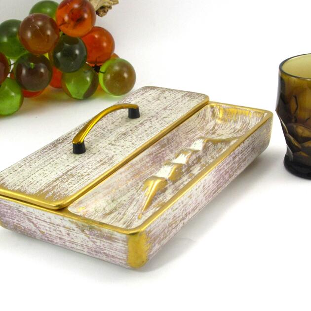 Ashtray & Stash Box in Retro Gold Tweed Vintage XLT