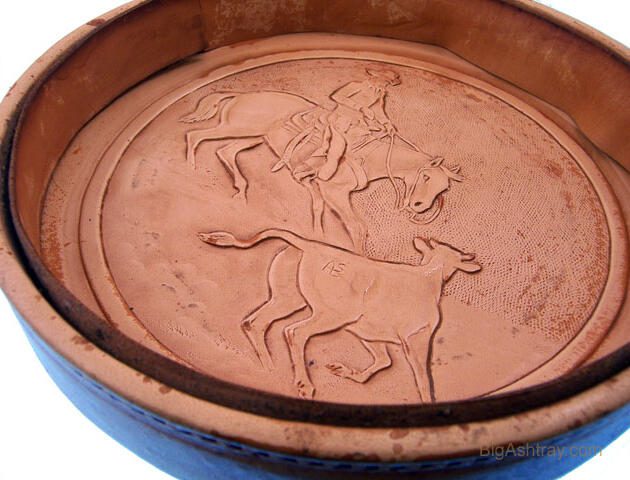 Cowboy Leather and Glass Cigar Ashtray