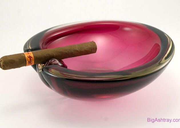 Cranberry Geode Art Glass Cigar Bowl