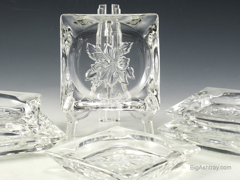 1950s Crystal Ashtray Set of 6 in Bloom by Hazel Atlas - Image 3