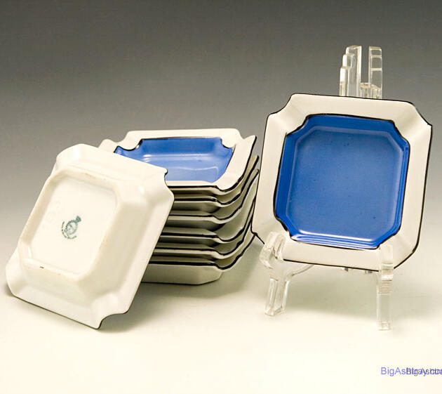 Czecho-Slovakia Art Deco Porcelain Ashtray Set of 8