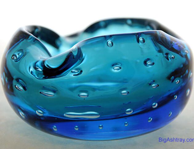 Deep Blue Heavy Glass Ashtray Bowl