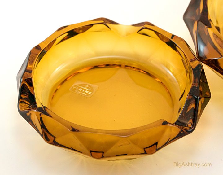 Large Cigar Ashtray Vintage Amber Glass by Viking USA - Image 7