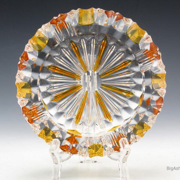 Duncan Miller Amber Stained Antique Crystal Ashtray USA