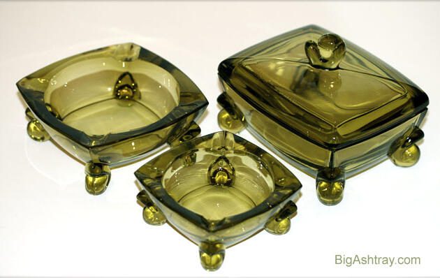 Duncan Miller Patio Line Glass Box and Ashtray Set