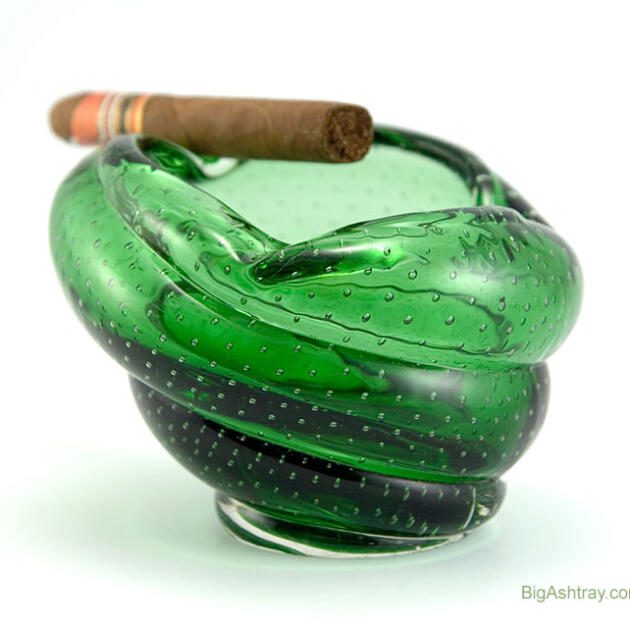 Exotic Blown Cased Bullicante Glass Sea Shell Ashtray