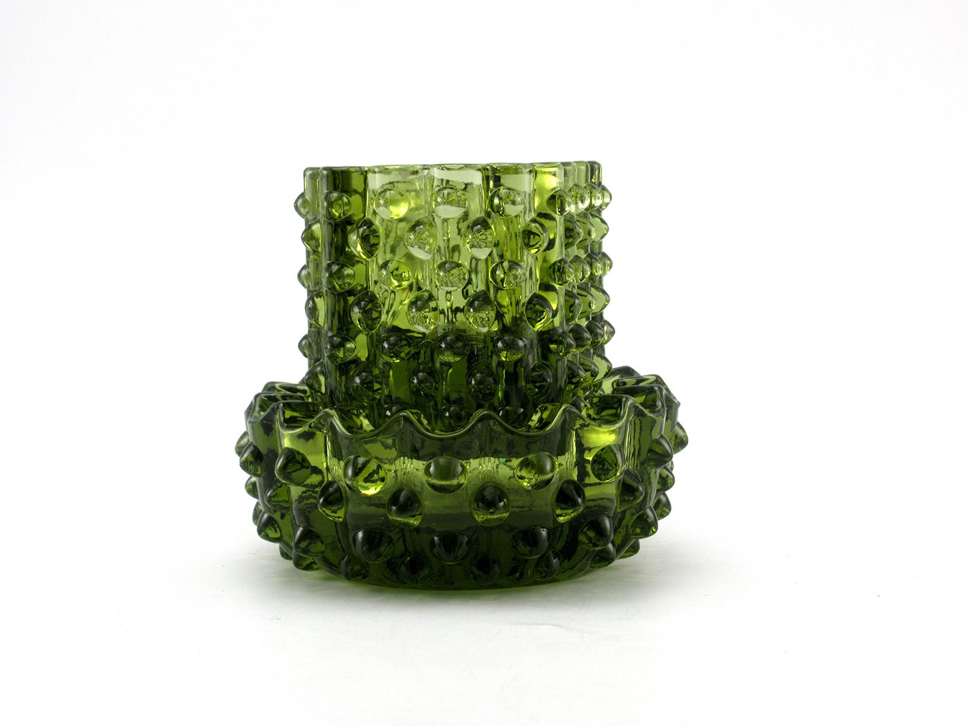 Smoke Set Vintage Fenton Art Glass Avocado Hobnail - Image 3