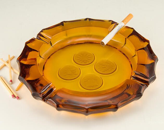 Fostoria Coin Amber Glass Ashtray