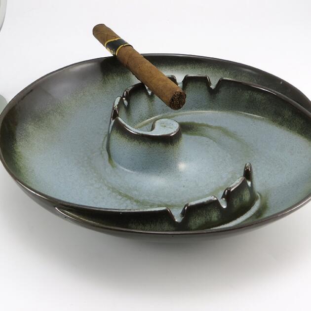 Frankoma Pottery Large Retro Modern Ashtray in Woodland Moss