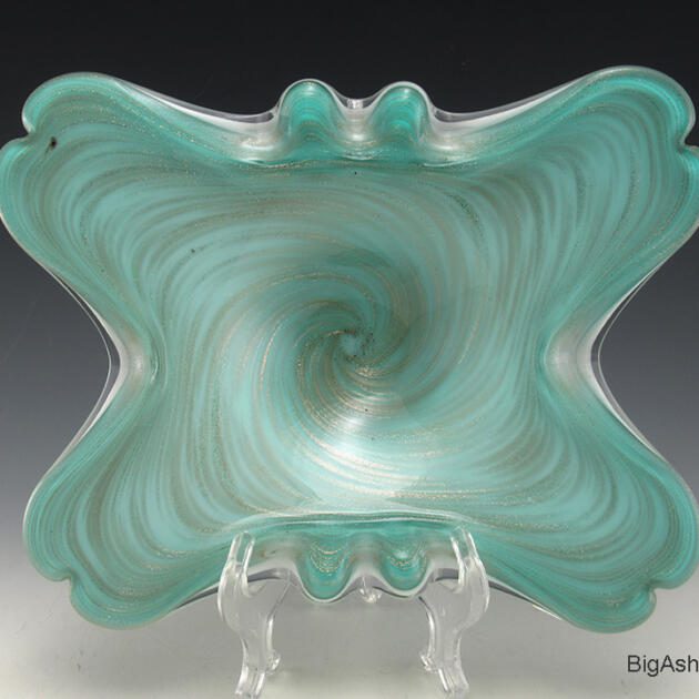 Fratelli Toso Murano Glass Vortex Butterfly Ashtray Bowl