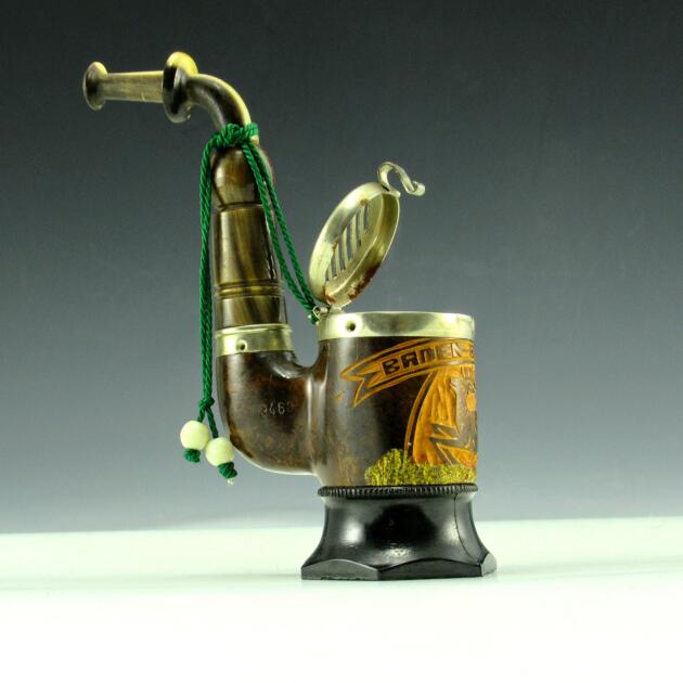 Hand-Carved Antique Smoking Pipe Germany Unused