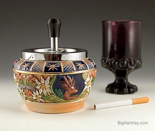 German Pottery Hunting Festival Spinning Ashtray