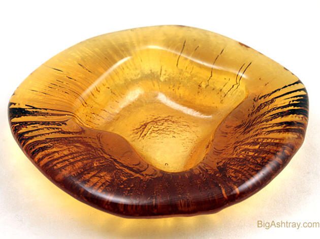 Glowing Amber Volcano Art Glass Ash Bowl by Blenko