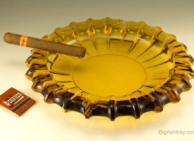Honey Amber Cigar Ashtray with Dual Size Rests