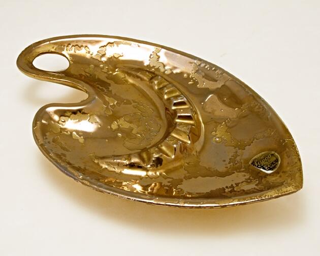 Savoy China Artist Palette Ashtray Dripping in Real Gold